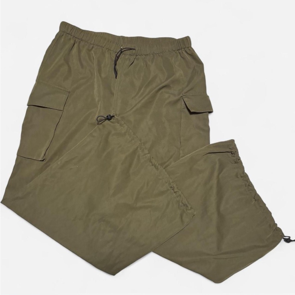 Hunter Green Cargo Parachute Pants